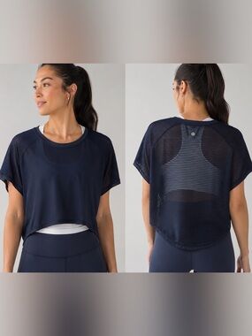 Lululemon Navy Oversized Mesh Back Top